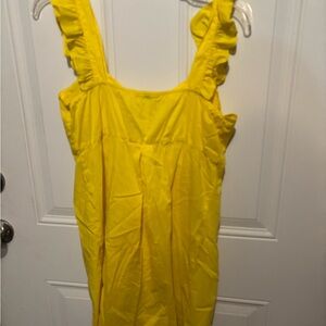 Yellow Ruffled Sleeveless Dress